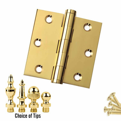 Door Hinge 3 x 3 Solid Brass – Polished Brass (US3)