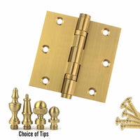 Door Hinge 3.5 x 3.5 Solid Brass Ball Bearing – Satin Brass (US4)
