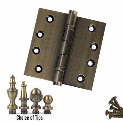 Door Hinge 4 x 4 Inch Solid Brass Ball Bearing – Antique Brass (US5)