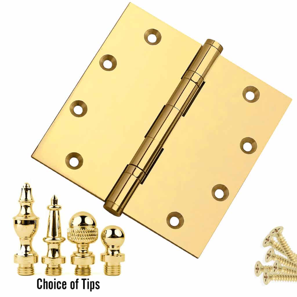 Door Hinge 5 x 5 Inch Solid Brass Ball Bearing – Polished Brass (US3)