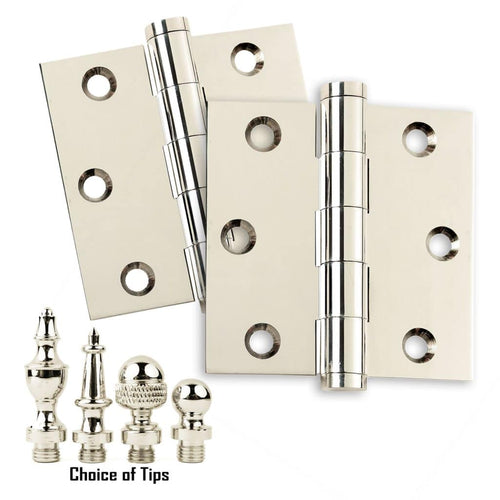 Door Hinge 3 x 3 Solid Brass – Polished Nickel (US14)