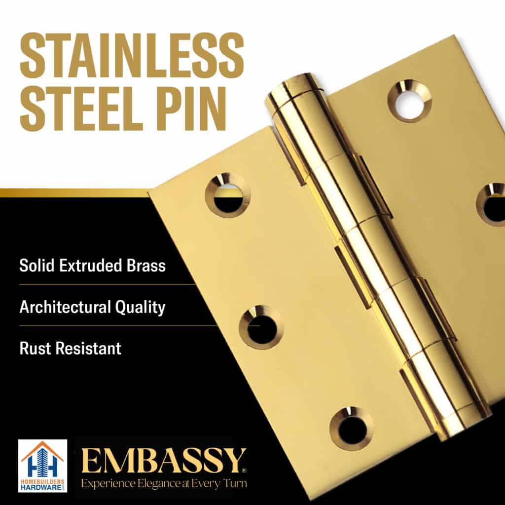 Door Hinge 3 x 3 Solid Brass – Polished Brass (US3)