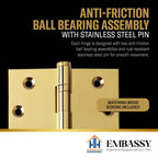Door Hinge 3 x 3 Solid Brass – Polished Brass (US3)