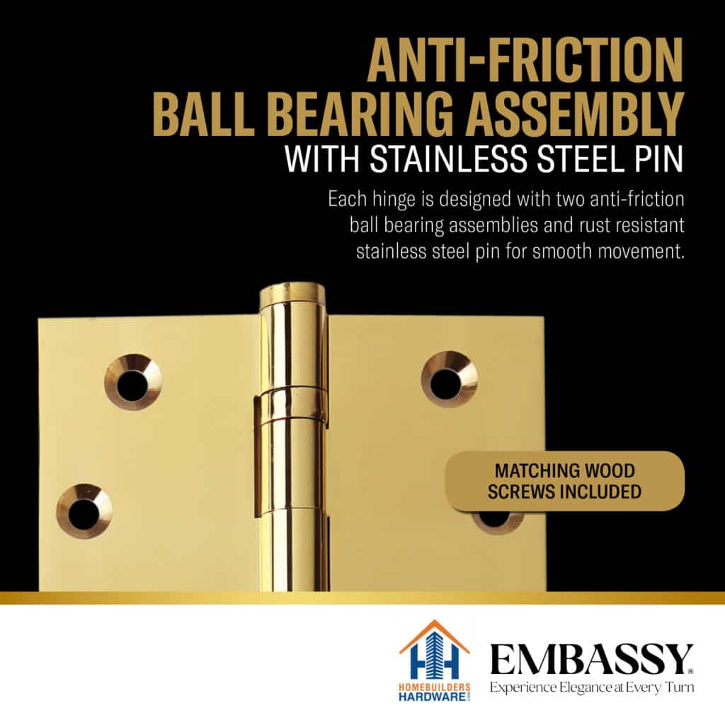 Door Hinge 3 x 3 Solid Brass – Polished Brass (US3)