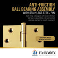 Door Hinge 4 x 4 Inch Solid Polished Brass Ball Bearing (US3)