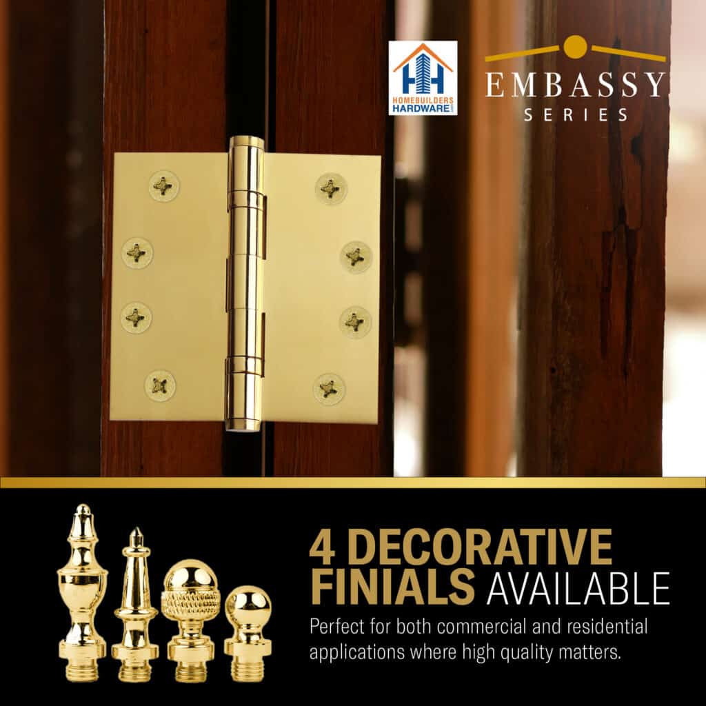 Door Hinge 3.5 x 3.5 Inch Solid Brass Ball Bearing – Polished Brass (US3)