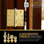 Door Hinge 3.5 x 3.5 Inch Solid Brass Ball Bearing – Polished Brass (US3)