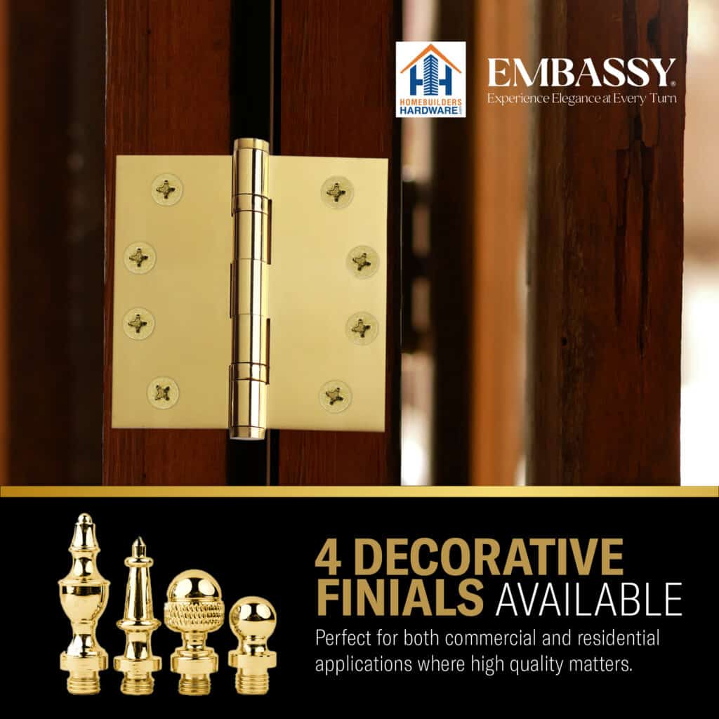 Door Hinge 5 x 5 Inch Solid Brass Ball Bearing – Polished Brass (US3)