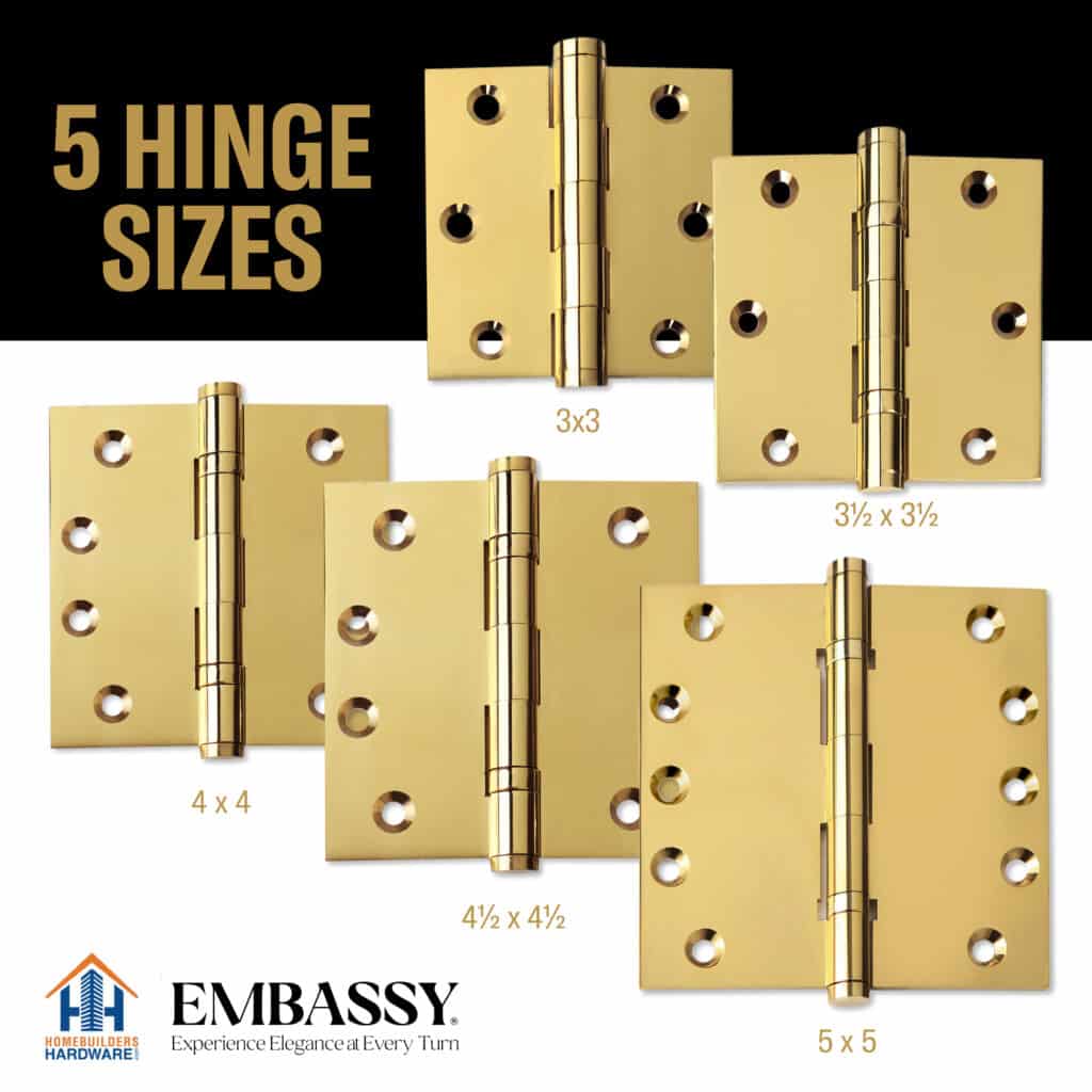 Door Hinge 4 x 4 Inch Solid Polished Brass Ball Bearing (US3)