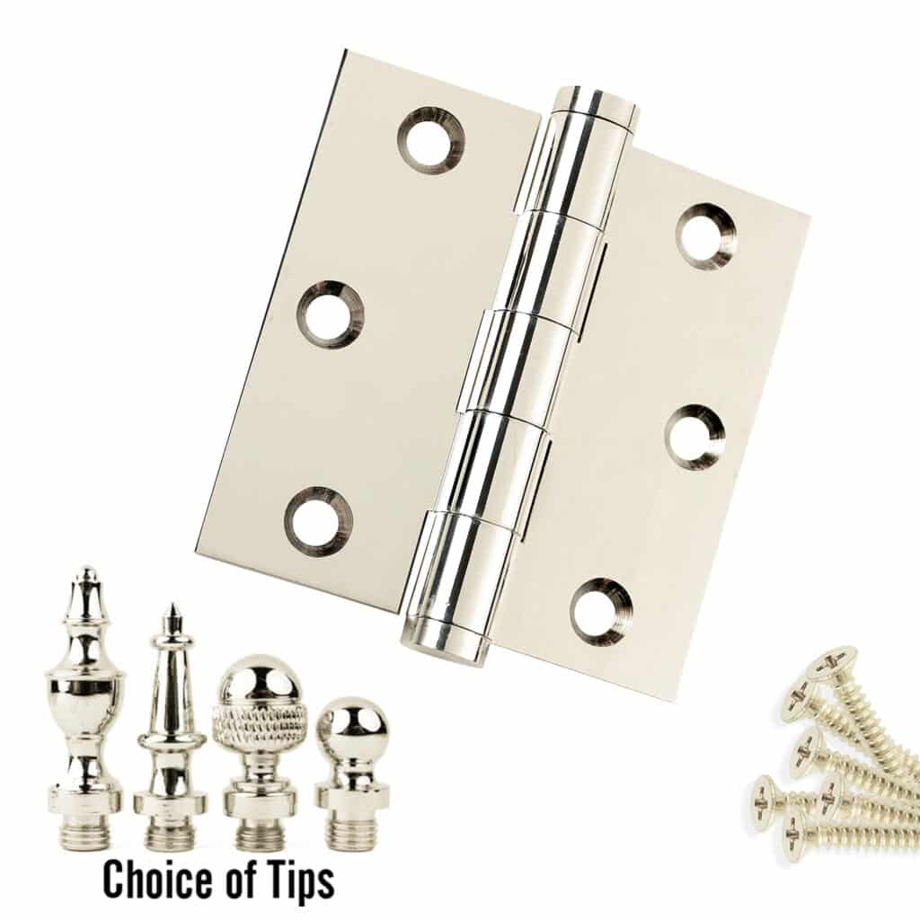 Door Hinge 3 x 3 Solid Brass – Polished Nickel (US14)