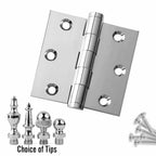 Door Hinge 3 x 3 Solid Brass – Polished Chrome (US26)