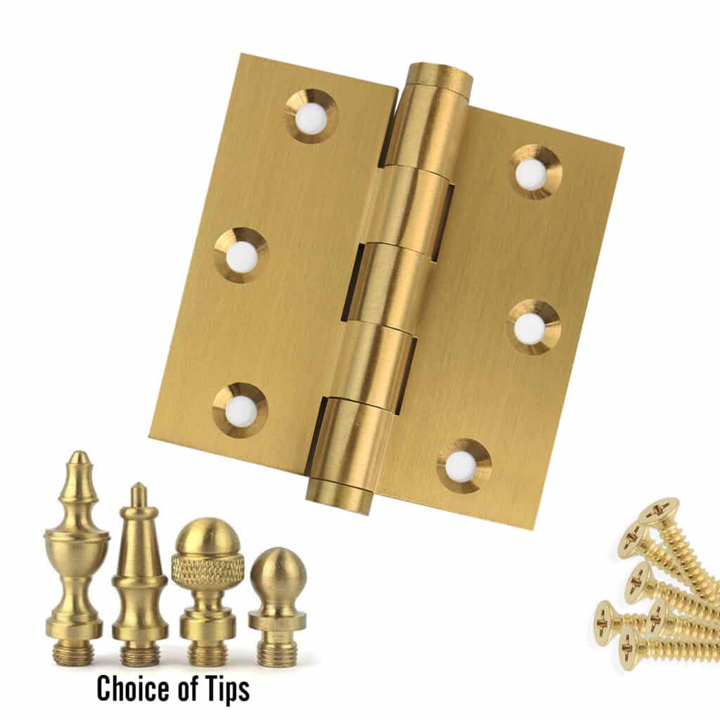 Door Hinge 3 x 3 Solid Brass – Satin Brass (US4)