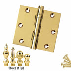Door Hinge 3.5 x 3.5 Inch Solid Brass Ball Bearing – Polished Brass (US3)