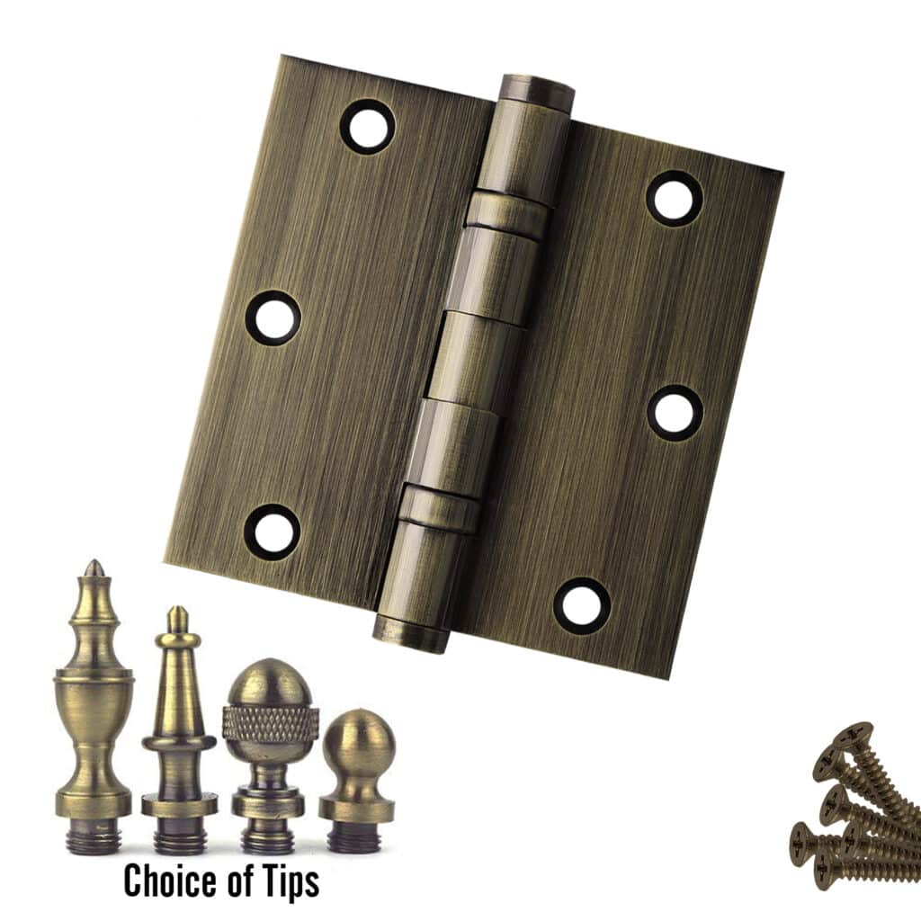 Door Hinge 3.5 x 3.5 Inch Solid Brass Ball Bearing – Antique Brass (US5)