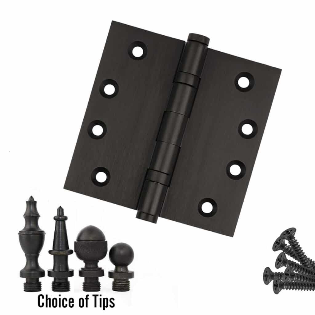 Door Hinge 4 x 4 Inch Solid Brass Ball Bearing – Oil Rubbed Bronze (US10B)