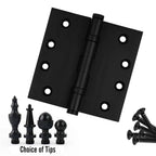 Door Hinge 4 x 4 Inch Solid Brass Ball Bearing – Black (US19)