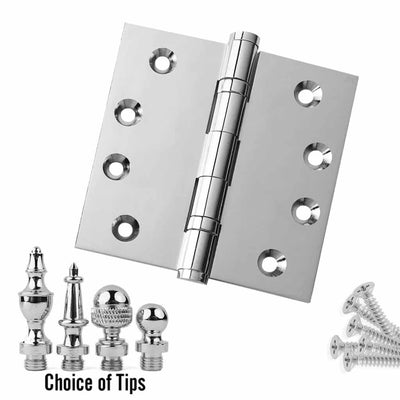 Door Hinge 4 x 4 Inch Solid Brass Ball Bearing – Polished Chrome (US26)