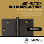 Door Hinge 3 x 3 Solid Brass – Oil Rubbed Bronze (US10B)