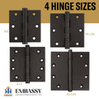 Door Hinge 3.5 x 3.5 Solid Brass Ball Bearing – Oil Rubbed Bronze (US10B)