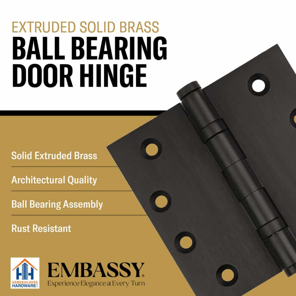 Door Hinge 4 x 4 Inch Solid Brass Ball Bearing – Oil Rubbed Bronze (US10B)