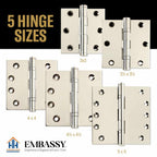 Door Hinge 3.5 x 3.5 Solid Brass Ball Bearing – Polished Nickel (US14)
