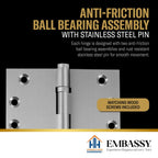Door Hinge 3 x 3 Solid Brass – Satin Nickel (US15)