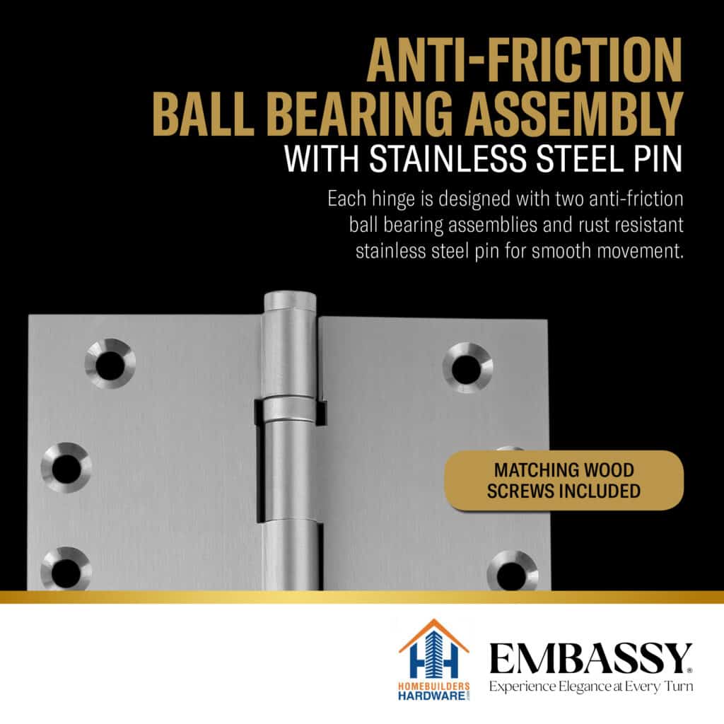 Door Hinge 3 x 3 Solid Brass – Satin Nickel (US15)