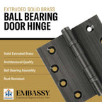 Door Hinge 4 x 4 Inch Solid Brass Ball Bearing – Pewter (US17A)