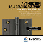 Door Hinge 3.5 x 3.5 Solid Brass Ball Bearing – Pewter (US17A)
