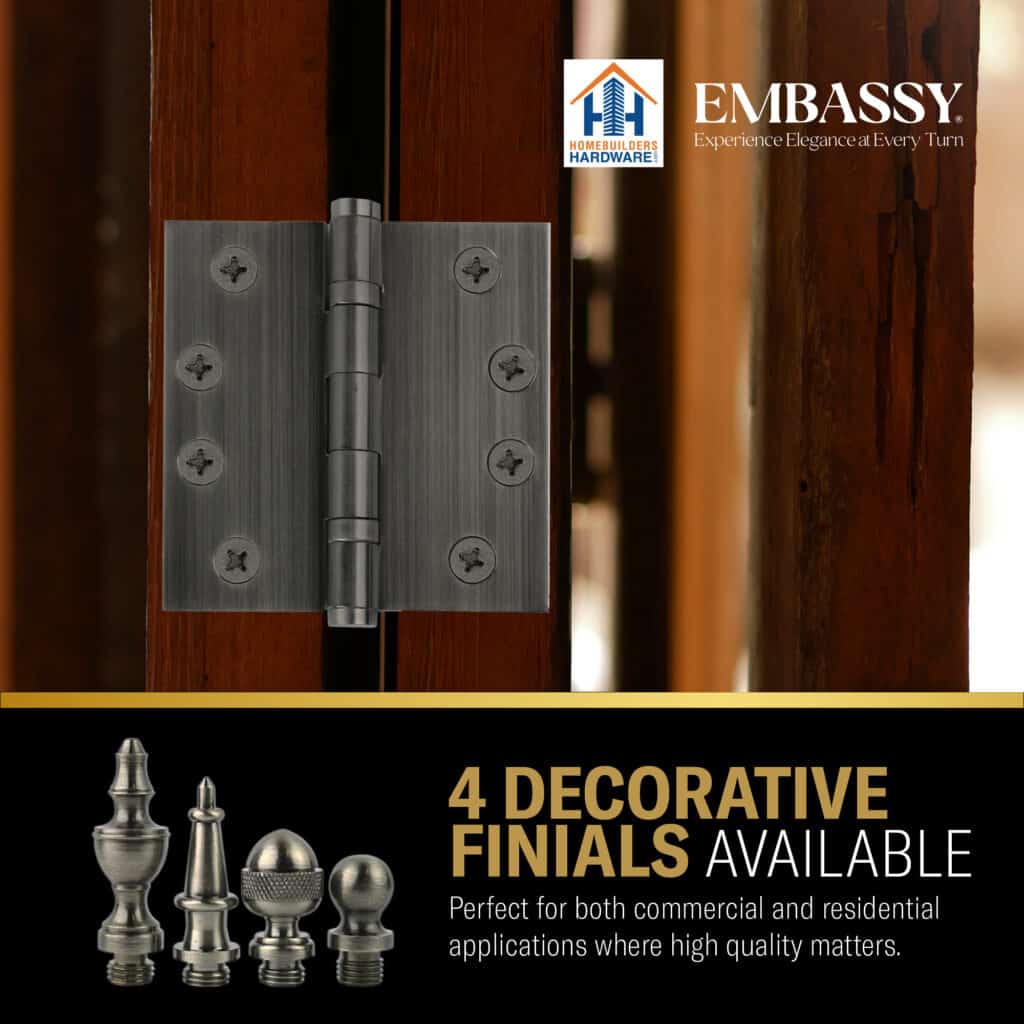 Door Hinge 3.5 x 3.5 Solid Brass Ball Bearing – Pewter (US17A)