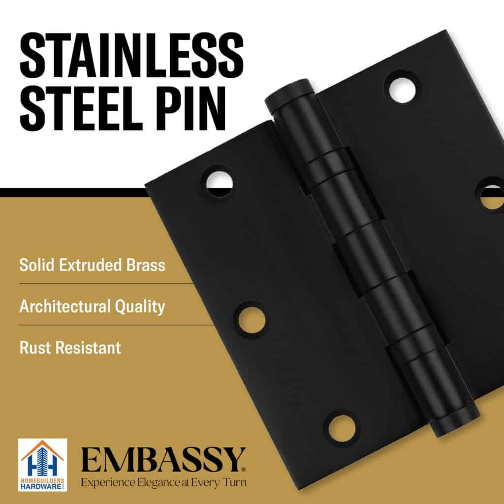 Door Hinge 3 x 3 Solid Brass – Black (US19)