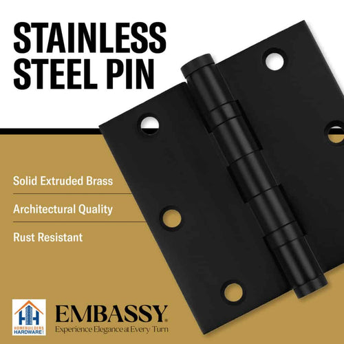 Door Hinge 3 x 3 Solid Brass – Black (US19)
