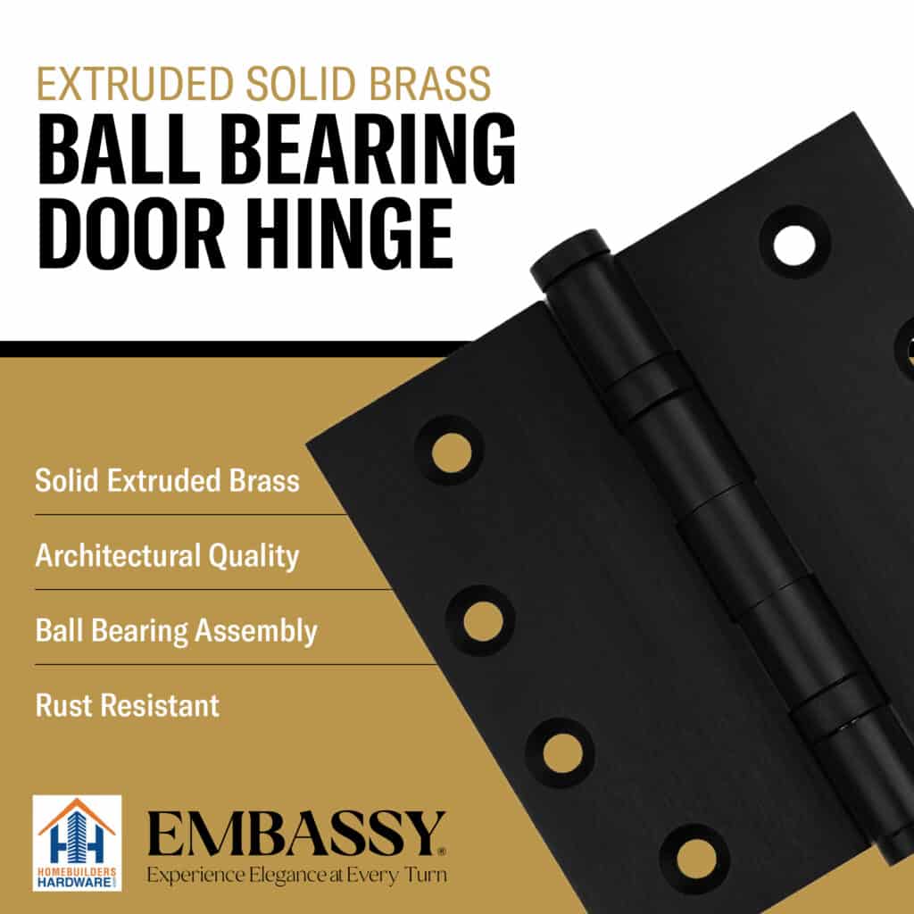 Door Hinge 4 x 4 Inch Solid Brass Ball Bearing – Black (US19)