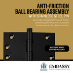 Door Hinge 4 x 4 Inch Solid Brass Ball Bearing – Black (US19)