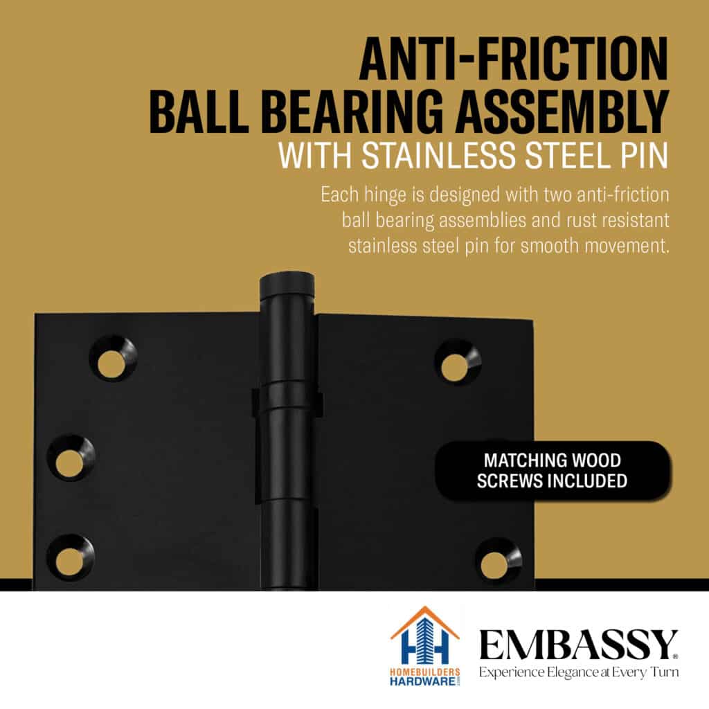 Door Hinge 4 x 4 Inch Solid Brass Ball Bearing – Black (US19)