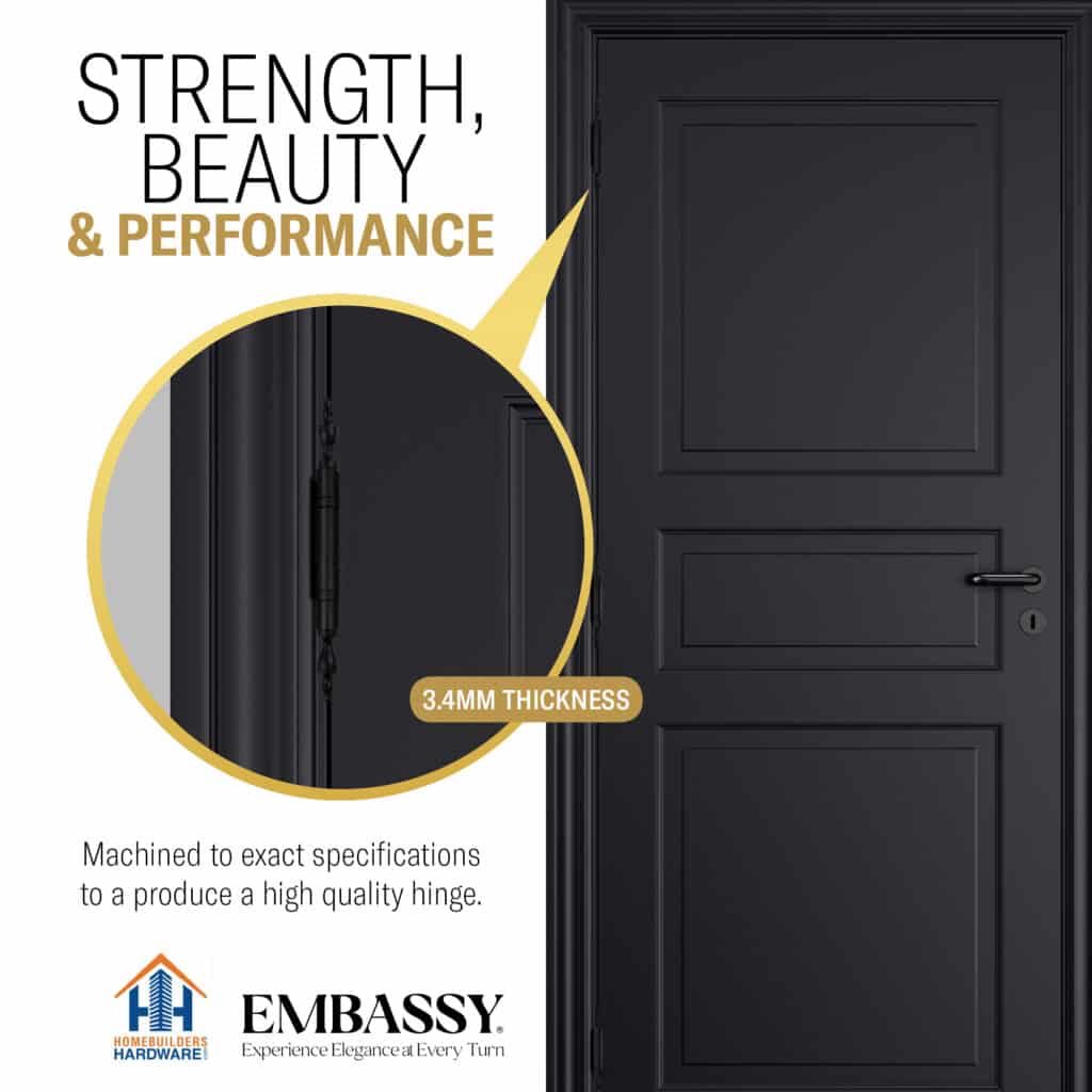 Door Hinge 4 x 4 Inch Solid Brass Ball Bearing – Black (US19)