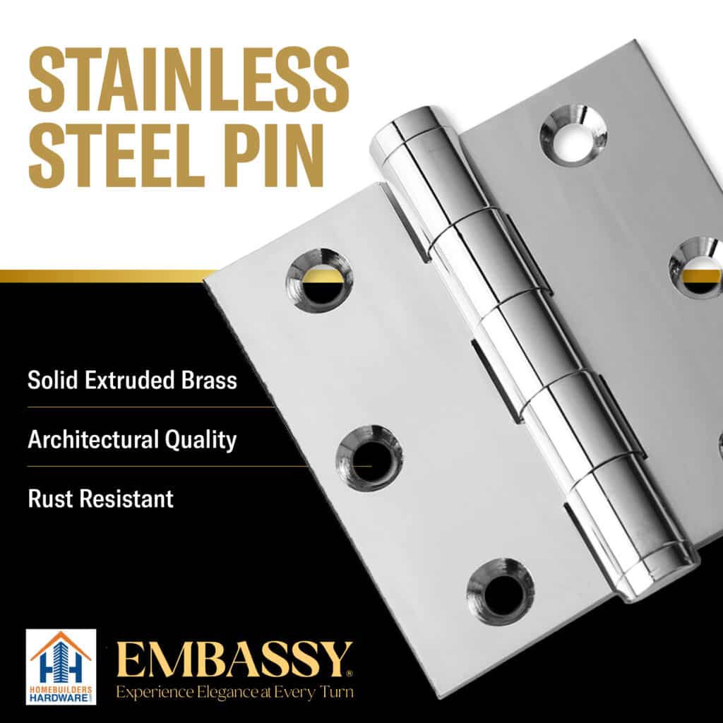 Door Hinge 3 x 3 Solid Brass – Polished Chrome (US26)