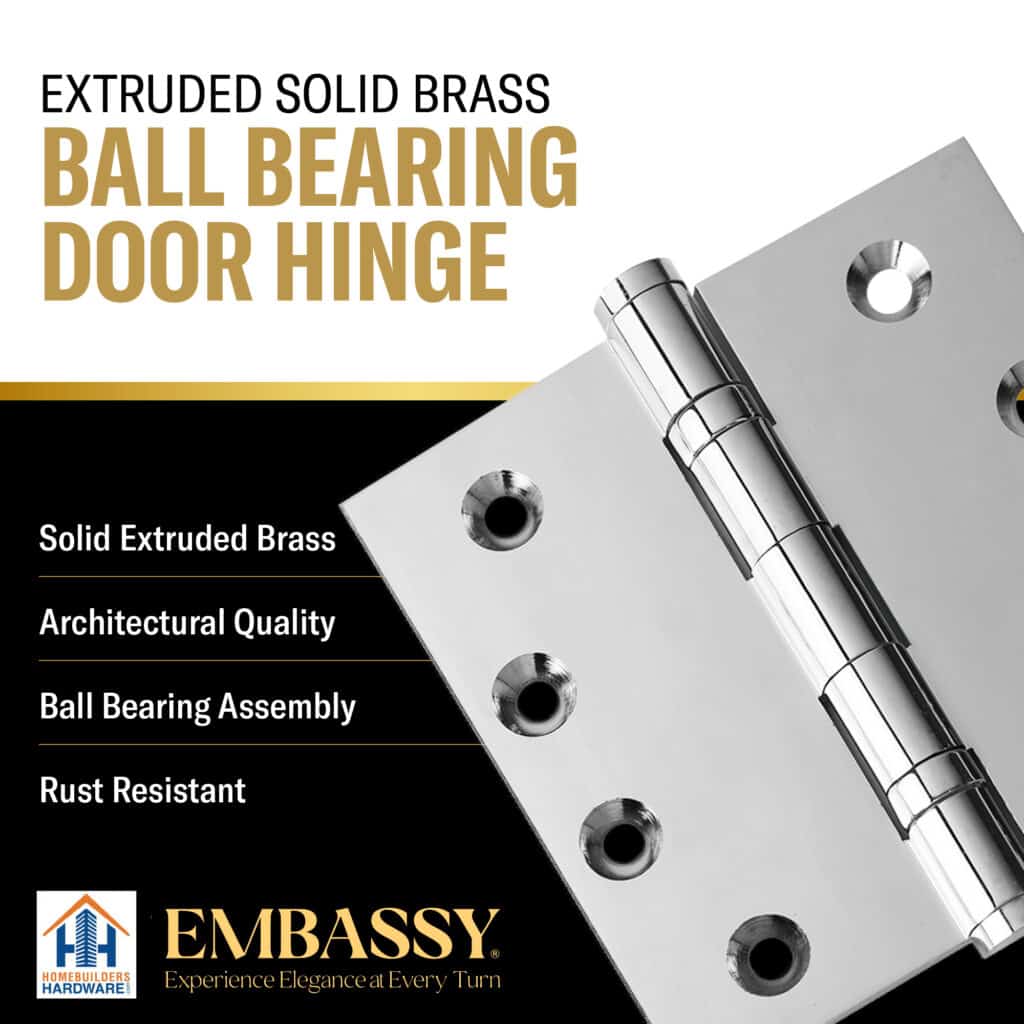 Door Hinge 4 x 4 Inch Solid Brass Ball Bearing – Polished Chrome (US26)