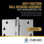 Door Hinge 3.5 x 3.5 Solid Brass Ball Bearing – Polished Chrome (US26)