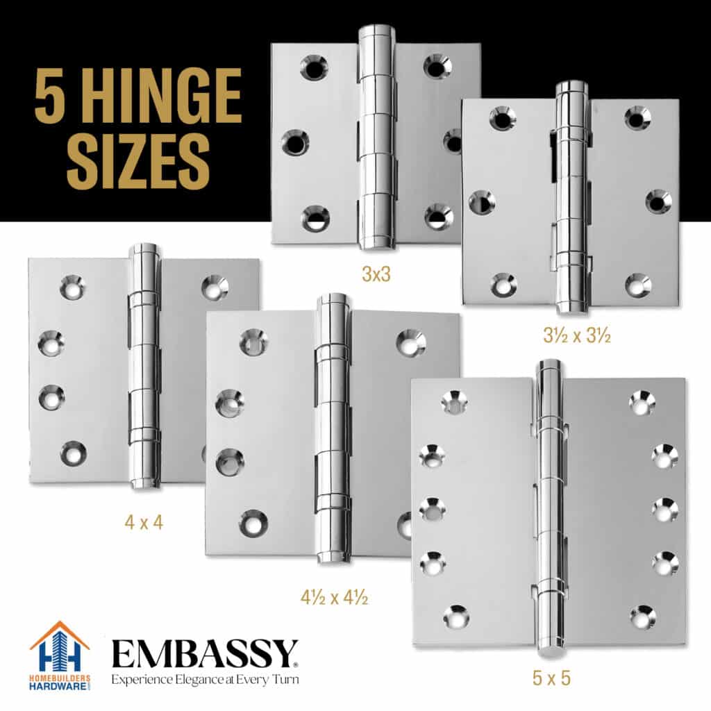 Door Hinge 3.5 x 3.5 Solid Brass Ball Bearing – Polished Chrome (US26)