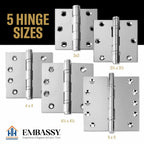 Door Hinge 3.5 x 3.5 Solid Brass Ball Bearing – Polished Chrome (US26)