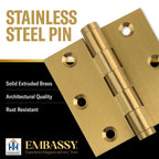 Door Hinge 3 x 3 Solid Brass – Satin Brass (US4)