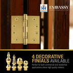 Door Hinge 3 x 3 Solid Brass – Satin Brass (US4)