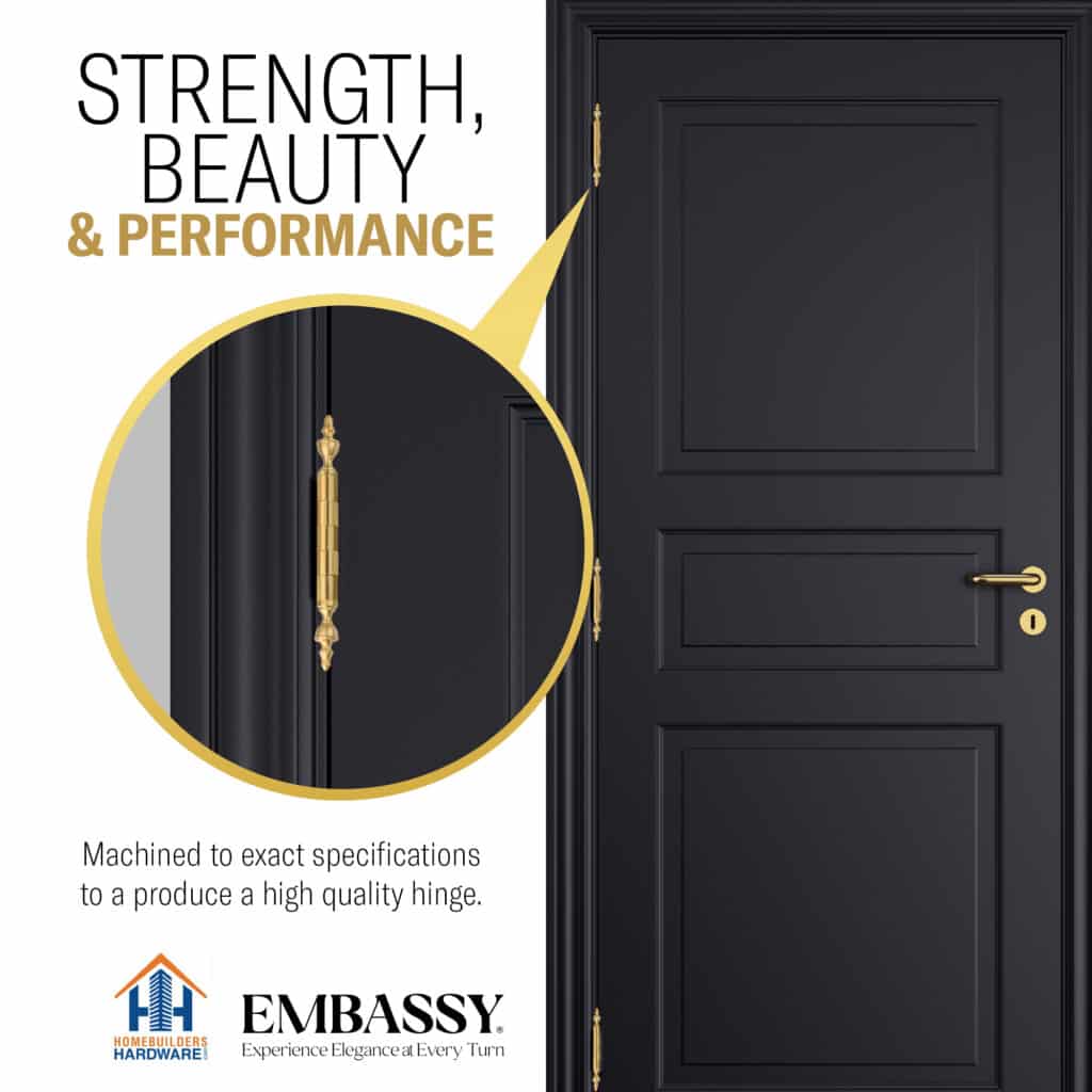 Door Hinge 3 x 3 Solid Brass – Satin Brass (US4)