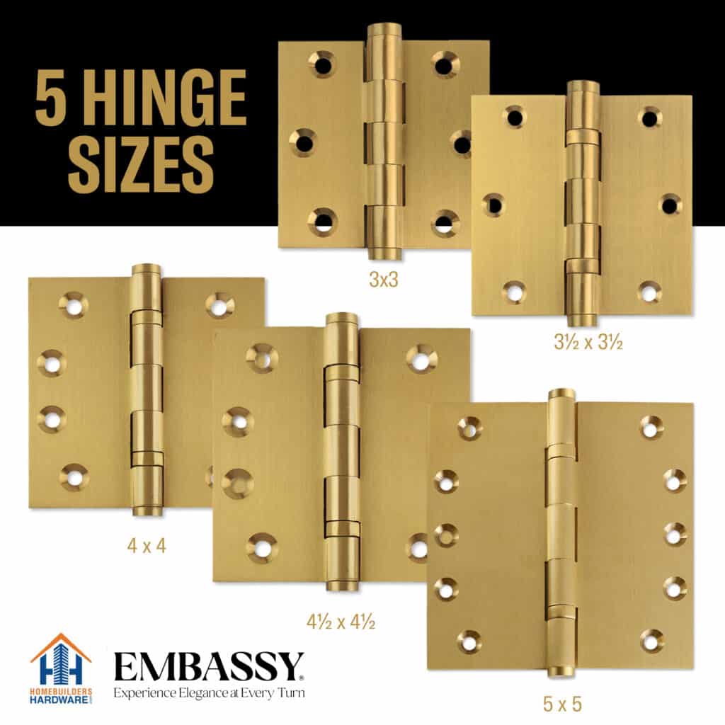 Door Hinge 3.5 x 3.5 Solid Brass Ball Bearing – Satin Brass (US4)