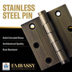 Door Hinge 3.5 x 3.5 Inch Solid Brass Ball Bearing – Antique Brass (US5)