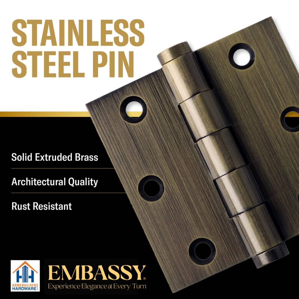 Door Hinge 3.5 x 3.5 Inch Solid Brass Ball Bearing – Antique Brass (US5)