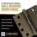 Door Hinge 4 x 4 Inch Solid Brass Ball Bearing – Antique Brass (US5)
