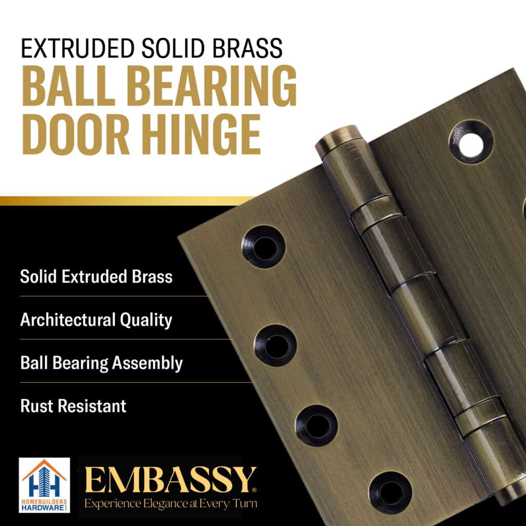 Door Hinge 4 x 4 Inch Solid Brass Ball Bearing – Antique Brass (US5)