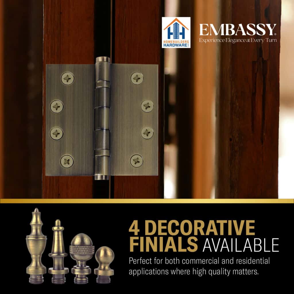 Door Hinge 4 x 4 Inch Solid Brass Ball Bearing – Antique Brass (US5)